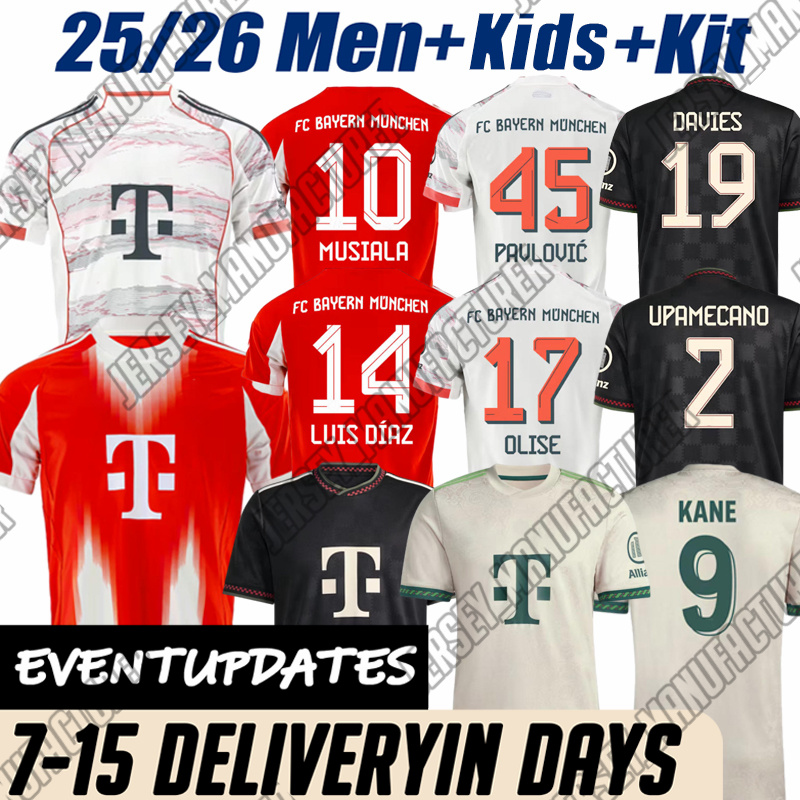 bayernmunich 25 26 MUSIALA BAYERNS MUNICH Shirt KANE KIMMICH Sane Musiala Soccer Jerseys de Ligt J Palhinha Davies Coman fans player football Shirt Men Kids kit