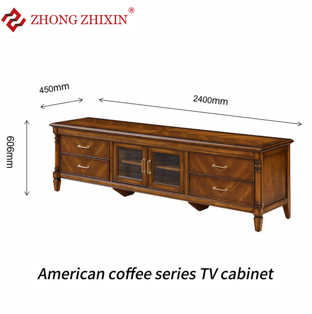 Zhongzhixin Designer Solid Wood King Bed & TV Stand Set, Luxury American Style - King Bed with Headboard + TV Cabinet with Storage, for Master Bedroom