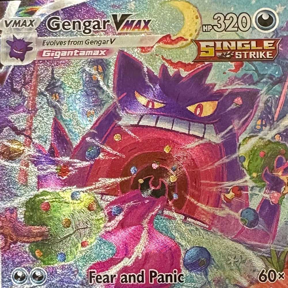 Game Collection Cards 6388mm Anime Gengar Swallow Up English Refractive Colorful Texture Child Gift Toy L250928D