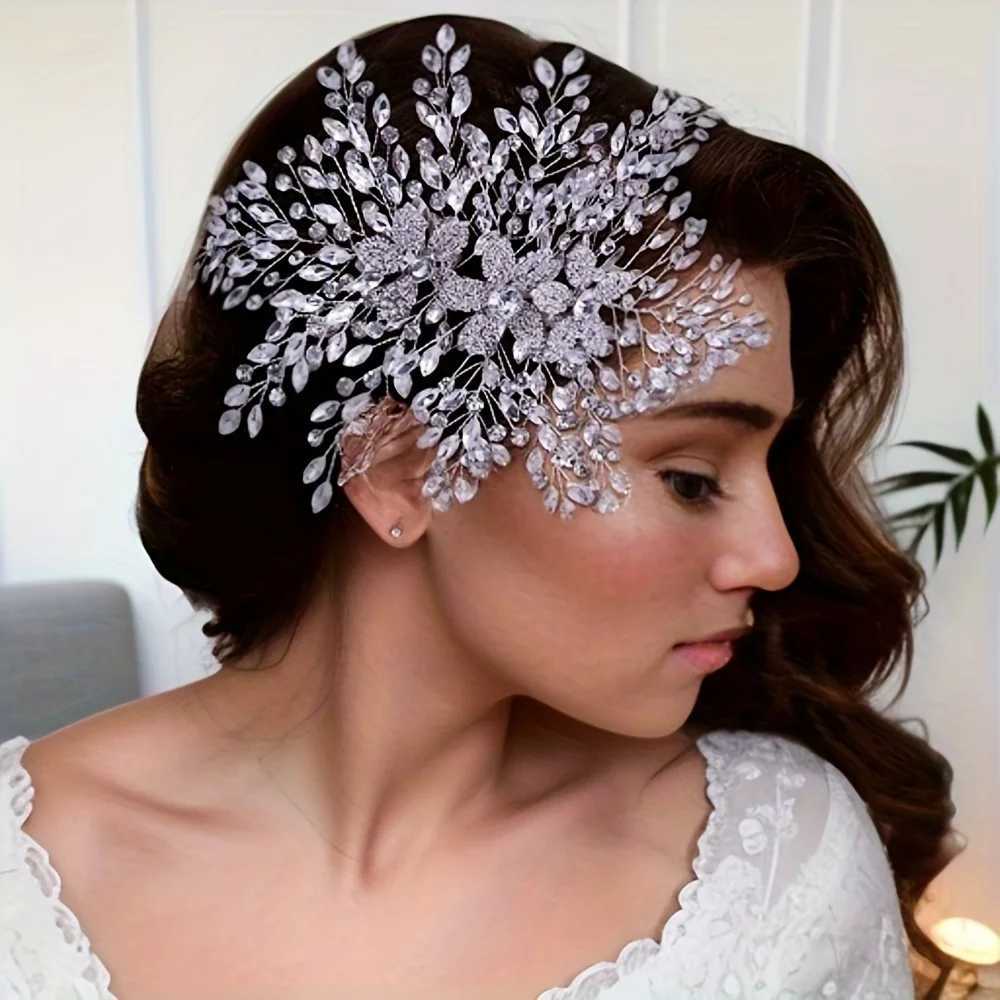 Fashion Bridal Headpiece with Comb Woman Headdress Shiny Rhinestone Pageant Hair Ornament Bride Wedding Hair cessories L2509286BDW