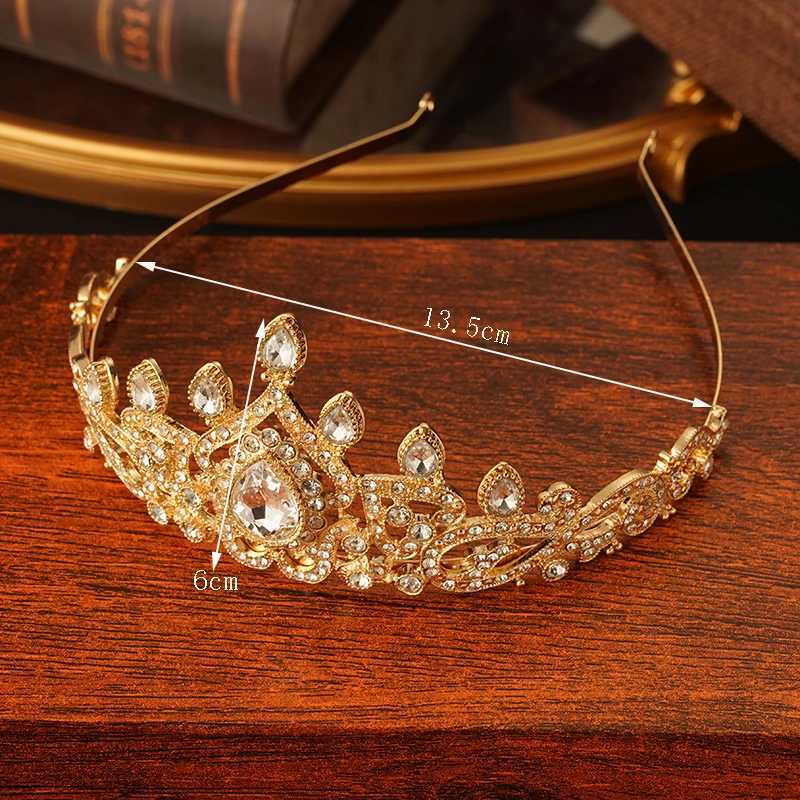 Arabian Women Wedding Gifts Water Drops Green Red Crystal Hair Jewelry Bridal Crown Morocco Fashion Gold Color Bridal Tiara L250928A2KD