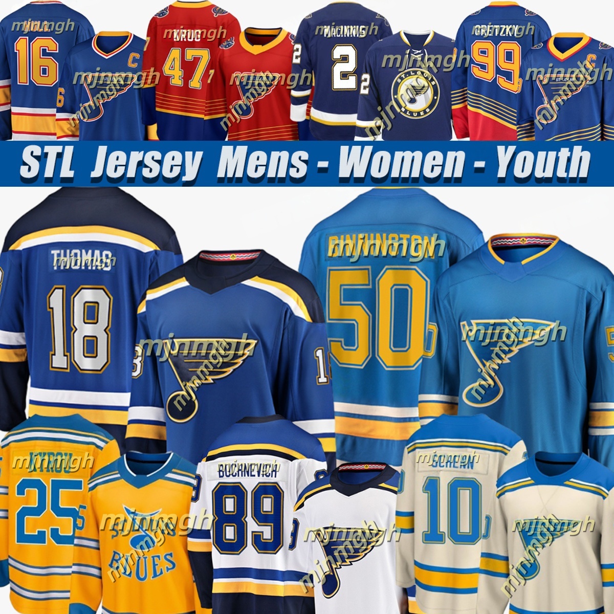 Jake Neighbours Blues Jersey #25 Kyrou jersey Philip Broberg Pavel Buchnevich Mathieu Joseph Colton Parayko Brayden Schenn Justin Faulk Ryan Suter Hockey Jerseys