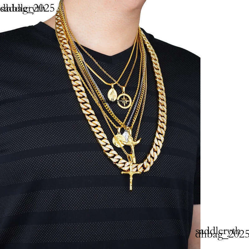 Hip Hop Stainless Steel Jesus Cross Pendant Necklace High Polished Gold Plated Religious Jewelry