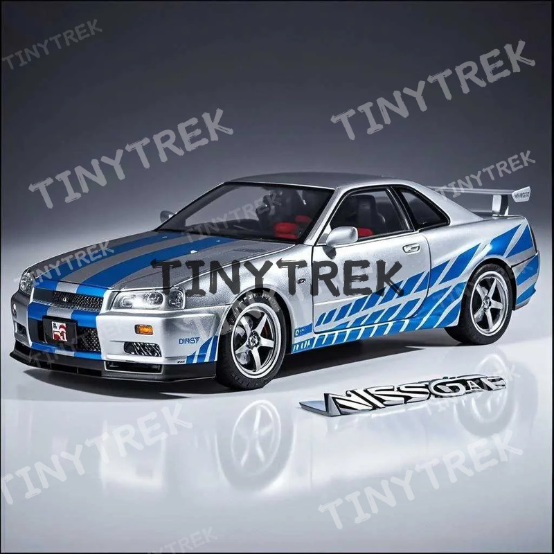 Large Size 1 18 Skyline Ares GTR GT-R R34 Alloy Sports Diecasts Metal Racing Car Vehicles Model Sound Light Kids Gifts W250609