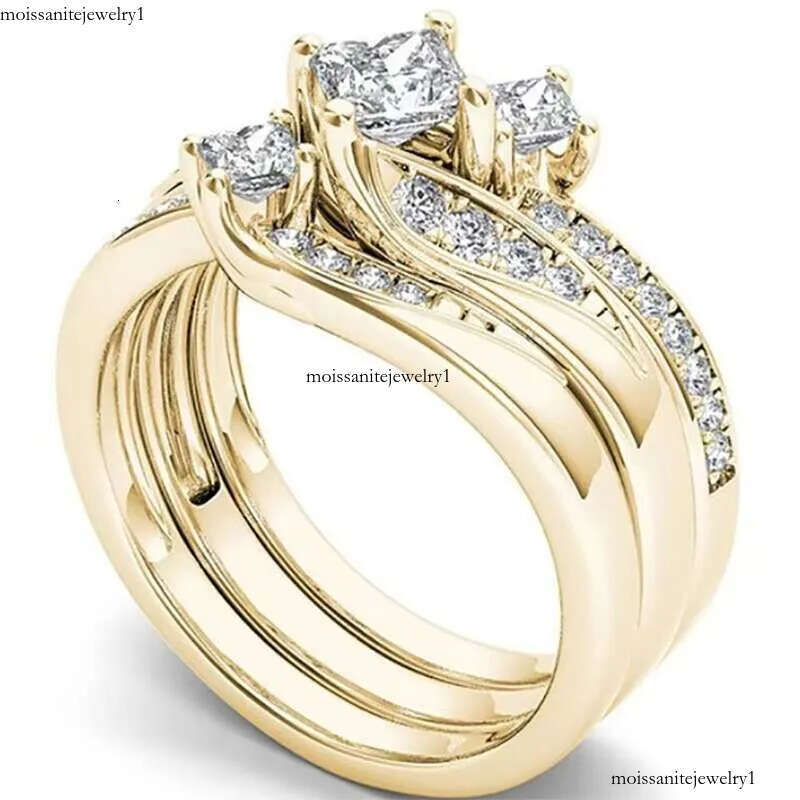 DHcollections Rose Gold Plated Simulated Dia Micro Set With Zircon Three Engagement Ring