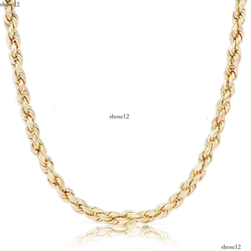 Real 10K 14K Solid Gold Rope Chains For Men Hip Hop Necklace