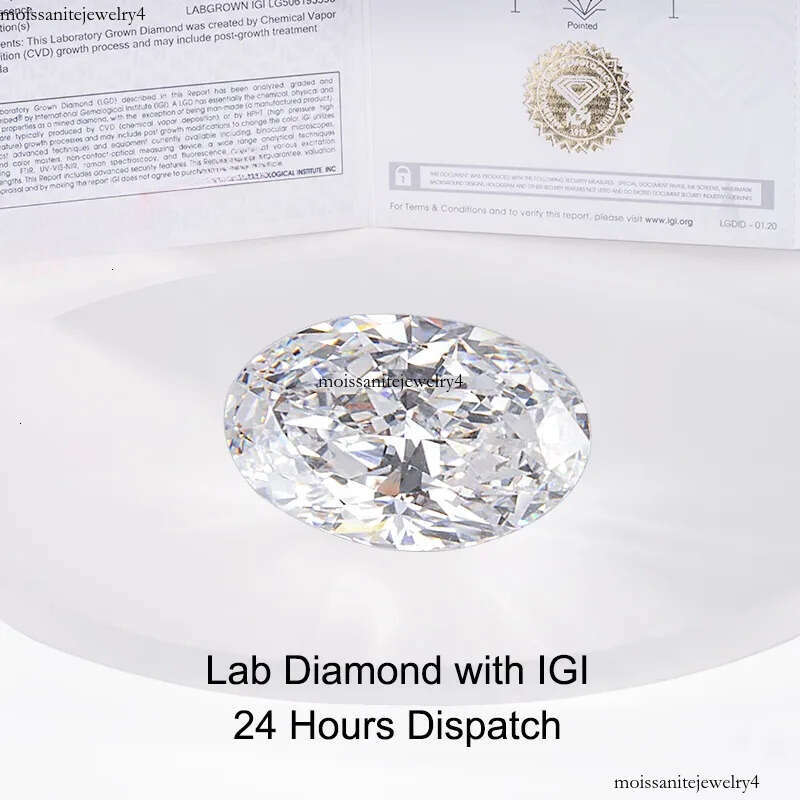 Loose Dia IGI GIA Certificate 1ct 2ct 3ct Oval Cut HPHT CVD Lab Grown Dias