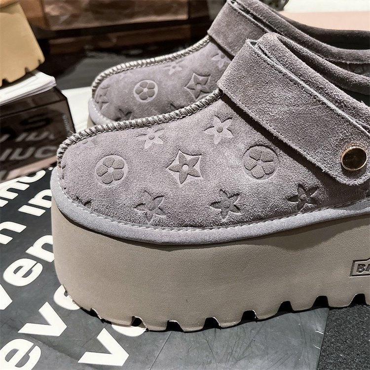 Free Shipping Designer New Series 7cm Platform Casual Shoes Fashion Print Ankle Boots Frosted High Quality Texture Grey Apricot Maroon Bestselling