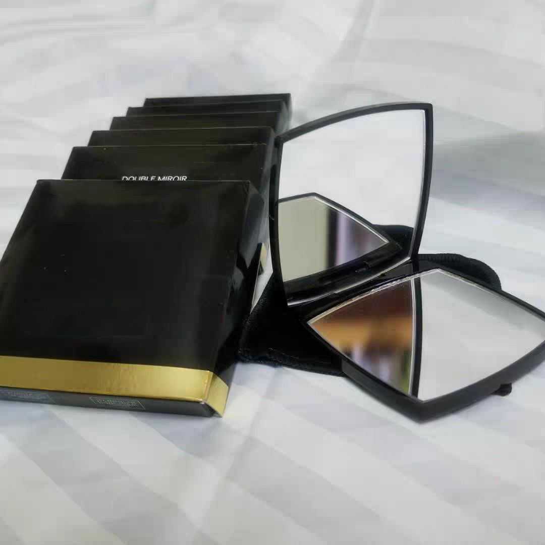 Brand Mirror Folding Compact Face Mirrors with Velvet Dust Bag Mirror Black Portable Classic Style Makeup Tools