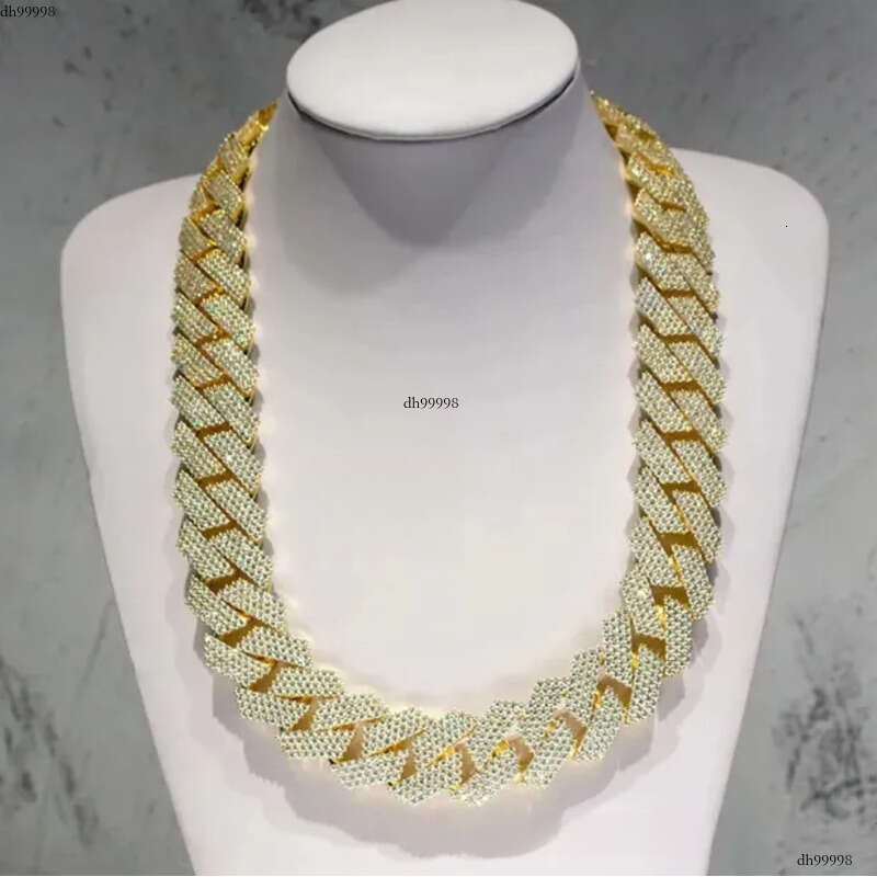 Fully Iced Out 24mm k Prong Setting Necklace Moissanite Custom Cuban Chain