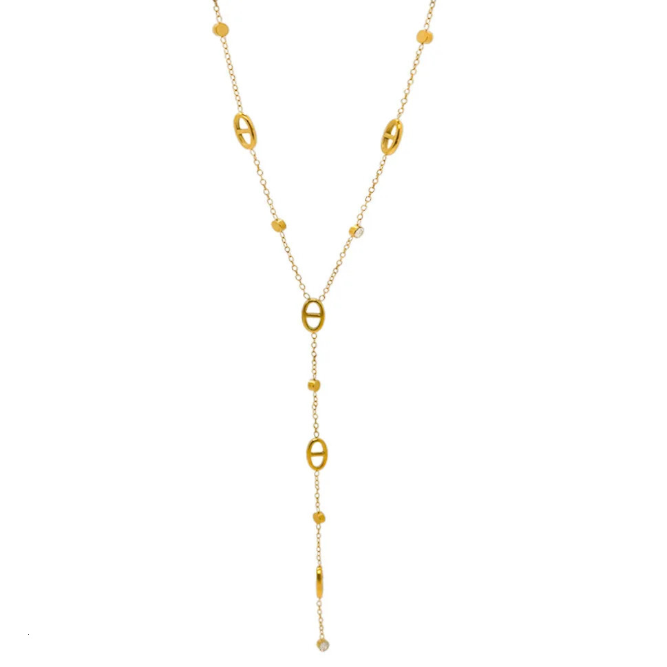 on Necklace Y Chain Non Fading French Exquisite Womens Collarbone Chain Pig Nose Tassel Steel French Classic 250922