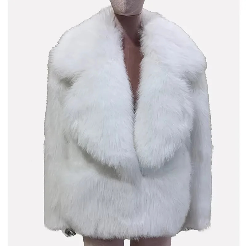 Mauroicardi Autumn Winter Short Hairy White Soft Blue Thick Shaggy Warm Black Faux Fur Coat Women Loose Pink Fluffy Jacket 2025 250929
