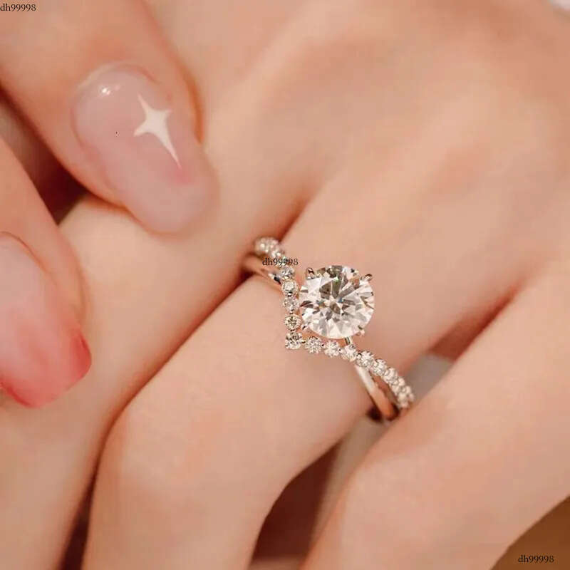 1CT Moissanite Dia Wedding Rings Simple Fashion Jewelry Real Sterling Sier Zircon Eternity Women Finger Ring For Lover Gift