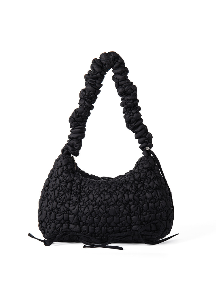 2025 New Style Textured Niche Bubble Pattern Girlish Trendy Cloud Pleated Retro Korean-Style Single-Shoulder Crossbody Women's Bag