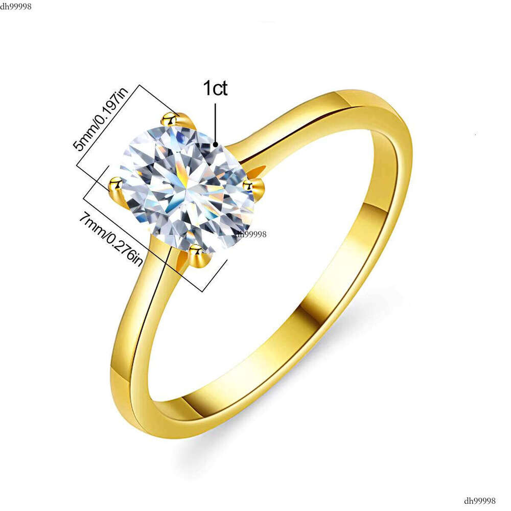 1CT Oval Cut Chrysolite Sterling Silver Gold Plated Wedding Diamond Ring Female Engagement Bride Jewelry