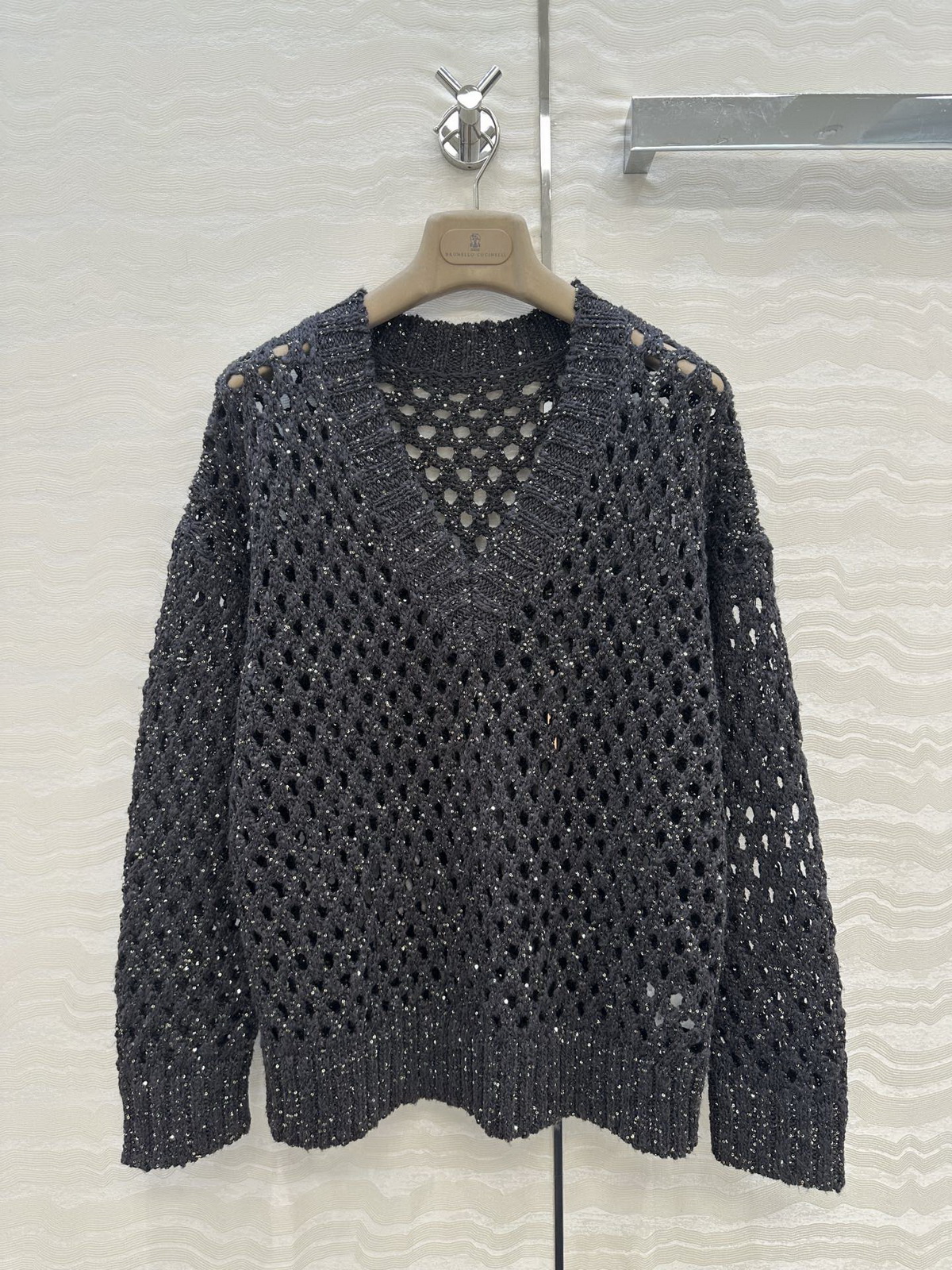 sweater cardigan sweater women designer sweater women designer sweater Pleated ruffled V-neck lace sweater with sequins sweater polo sweater designer cardigan