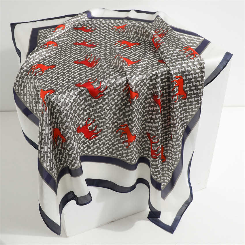 New Silk Scarf Shawl Light Luxury Horse Scarf Imitation Silk 70cm Square Scarf Professional Neck Scarf for Women H250930