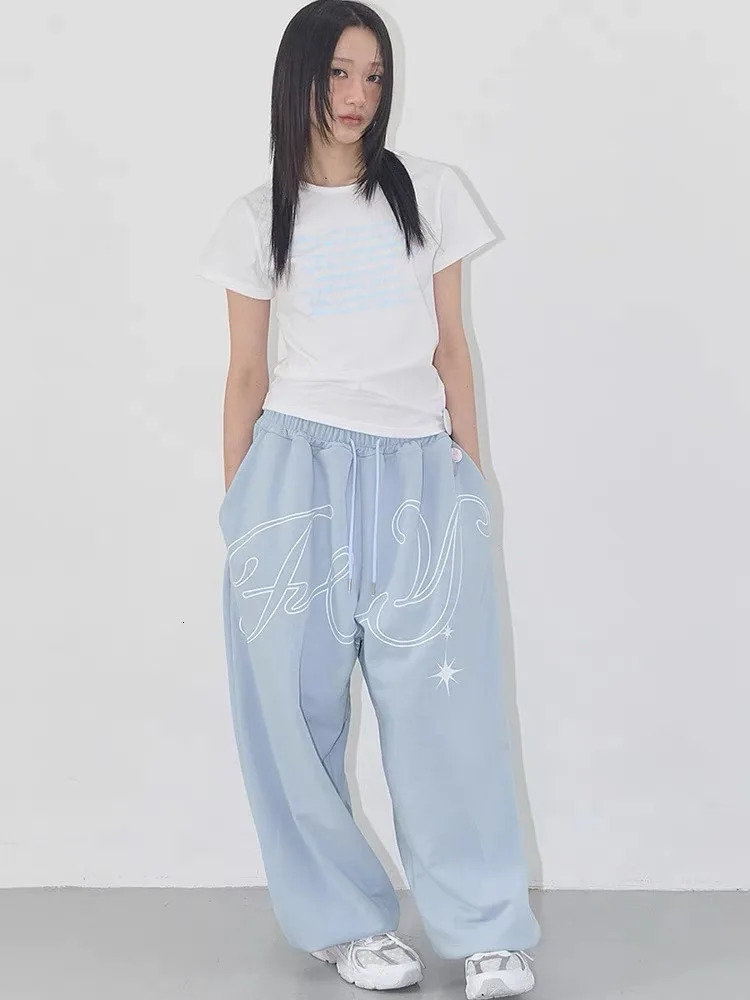 Pattern Wing Personality Angel Printed Baggy SweatPants Fresh Retro Korean Street Wide Leg Pants for Womens Y2k Cargo Pants 250922 - view 4