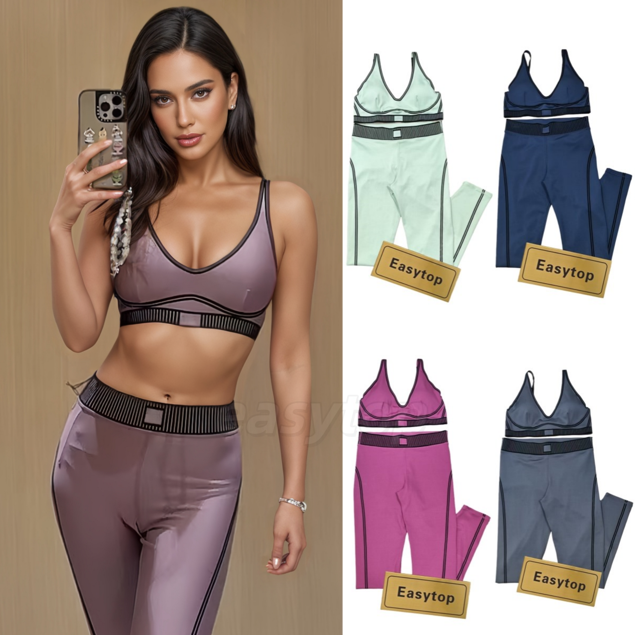 5A Top Set Yoga Bra Pants Sets Women Leggings Yoga Pants Women's Quick-drying Sports Bra Exercise Fitness Bras Pants Yoga alosetliness Women clothes EASYTOP Store