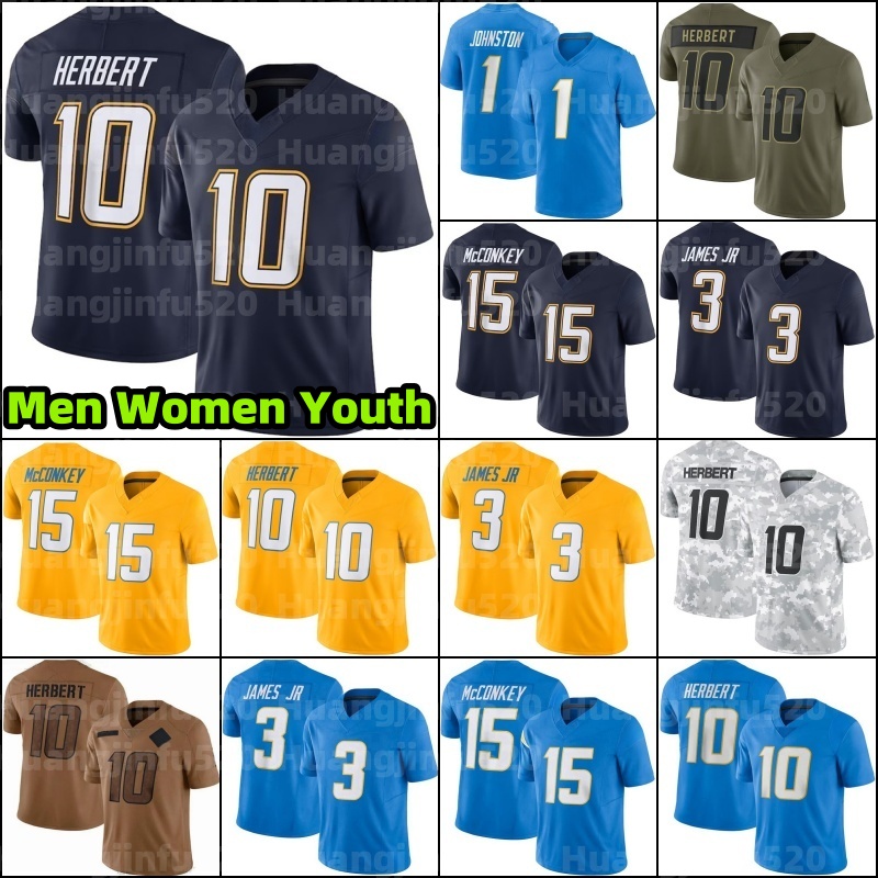 10 Justin Herbert Ladd McConkey Football Jersey Omarion Hampton Derwin James Joe Alt Tre Najee Harris LaDainian Tomlinson Khalil Mack Daiyan Henley Cameron Dicker