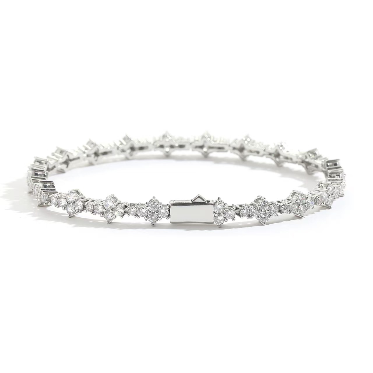 3mm VVS type cross tennis style ice crystal inlaid men's and women's morganite bracelet