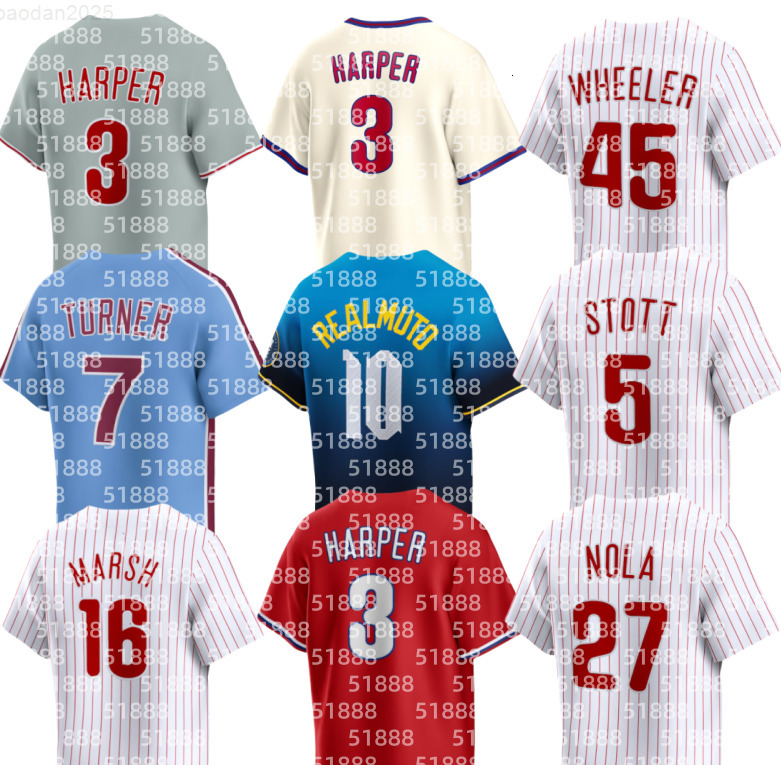 MLB Jersey Phillies Baseball Roy Halladay Harper Alec Bohm Trea Turner Aaron Nola Zack Wheeler Nick Castellanos Kyle Schwarber Bryson Stott Brandon Marsh Max Kepler