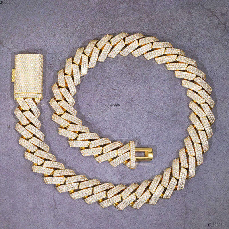Heavy 3rows 15mm 20mm Width Solid Sier Moissanite Cuban k Chain Mans Hip Hop Necklace
