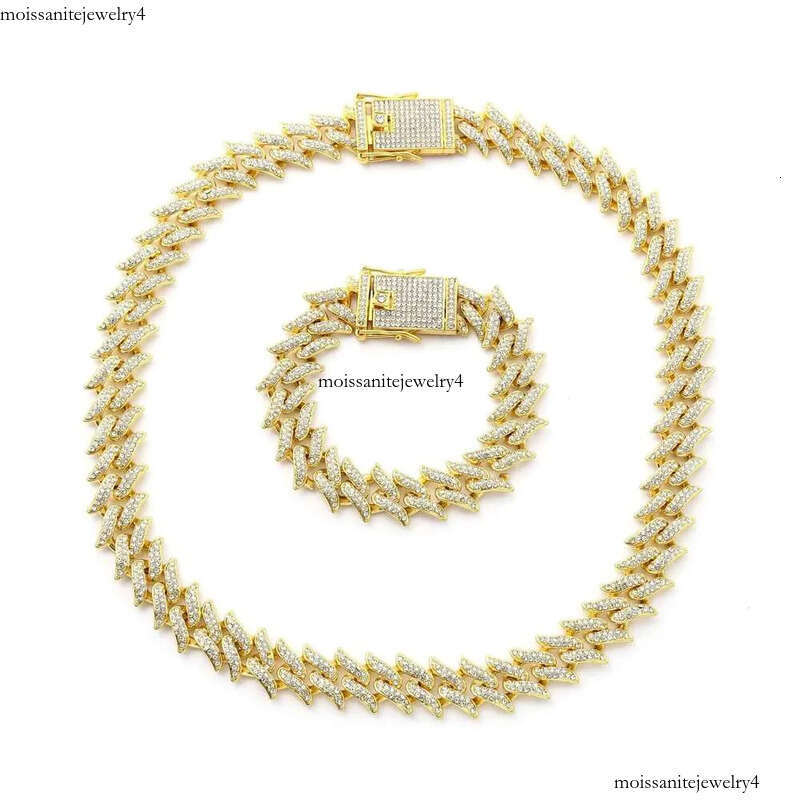 DHcollections Hip Hop Ice Dia Cuban Chain Men's Straight Pull Shining Rap Singer Necklace Jewelry