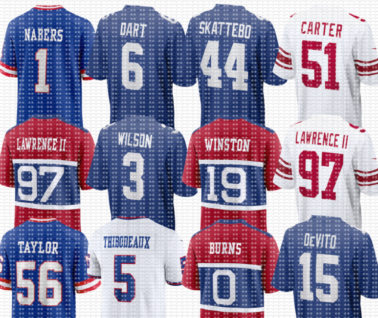 nfl Giants Jersey Deonte Banks Cam Skattebo Jameis Winston Wan'Dale Robinson Devin Singletary DeVito Tyrone Tracy Jr DARIUS MUASAU Darius Slayton Dru Phillips
