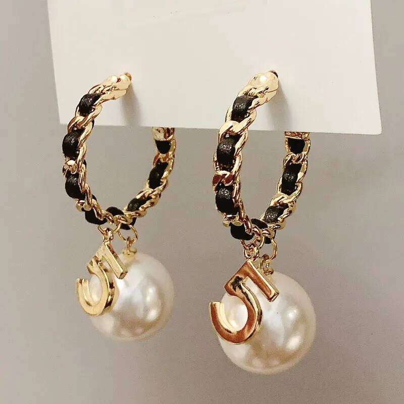 Design Trendy Handmade Rope Pearl Circle Stud Earring Jewelry for Women