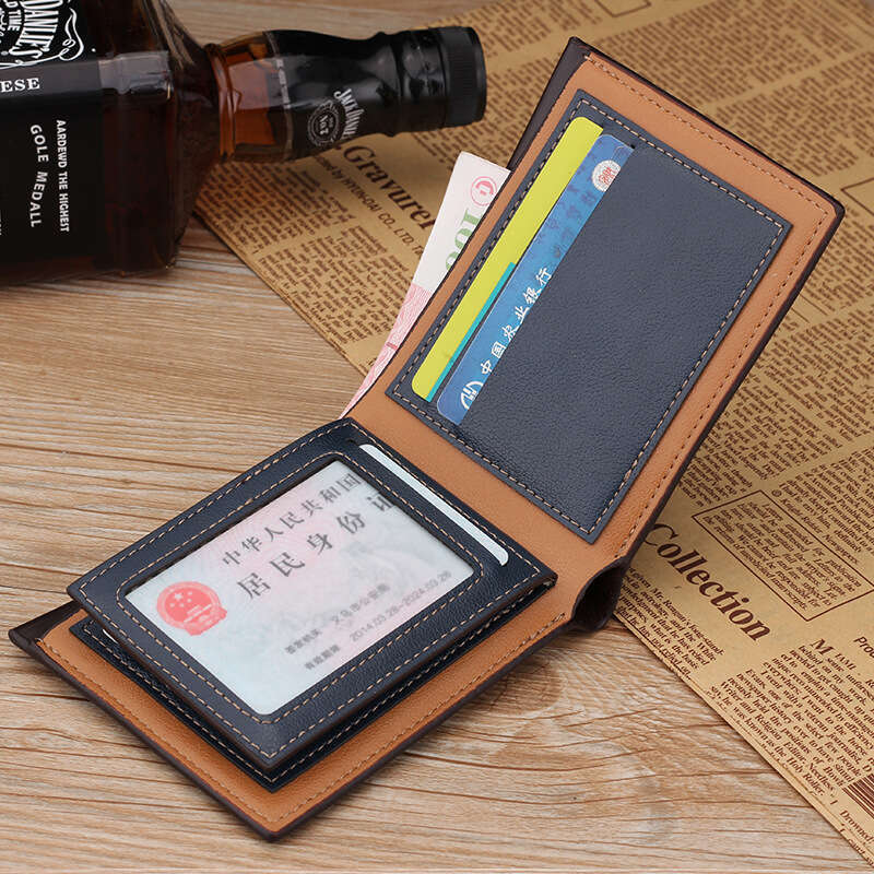 designer card holder Short Money Clip Multi-Card Slot Leather Straight Men's Wallet
