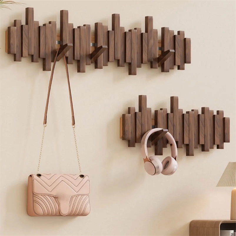 Wooden piano jacket wall mounted hanger key hanger hook type storage rack creative door entrance cap scarf hanger display rack 241028bj