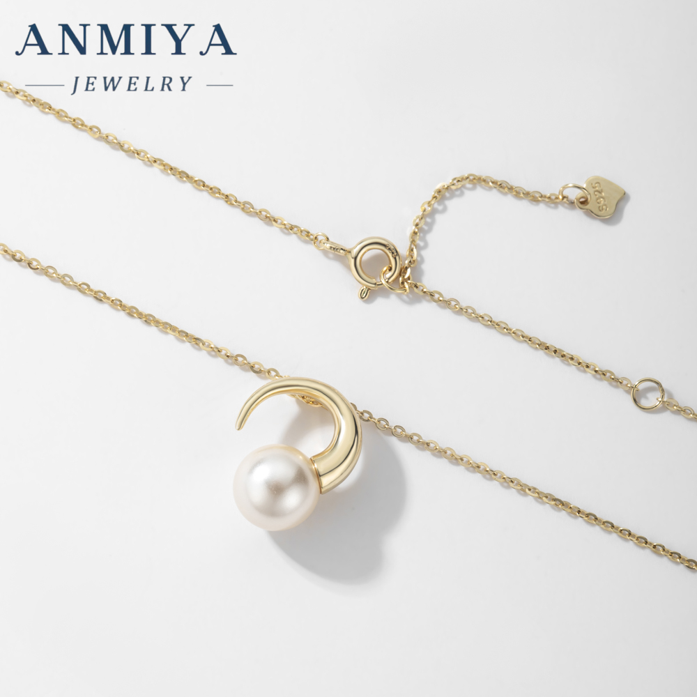 18K Gold Plated Adjustable Necklace for Unisex 925 Sterling Silver Pendant with Freshwater Pearl Zircon Stylish Trendy Necklace