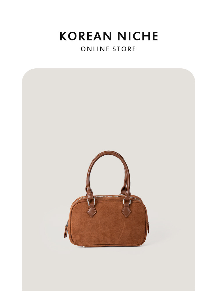 Korean-Style Retro Minimalist Suede One-Shoulder Pillow Autumn Women's New Style Handbag Crossbody Small Square Bag