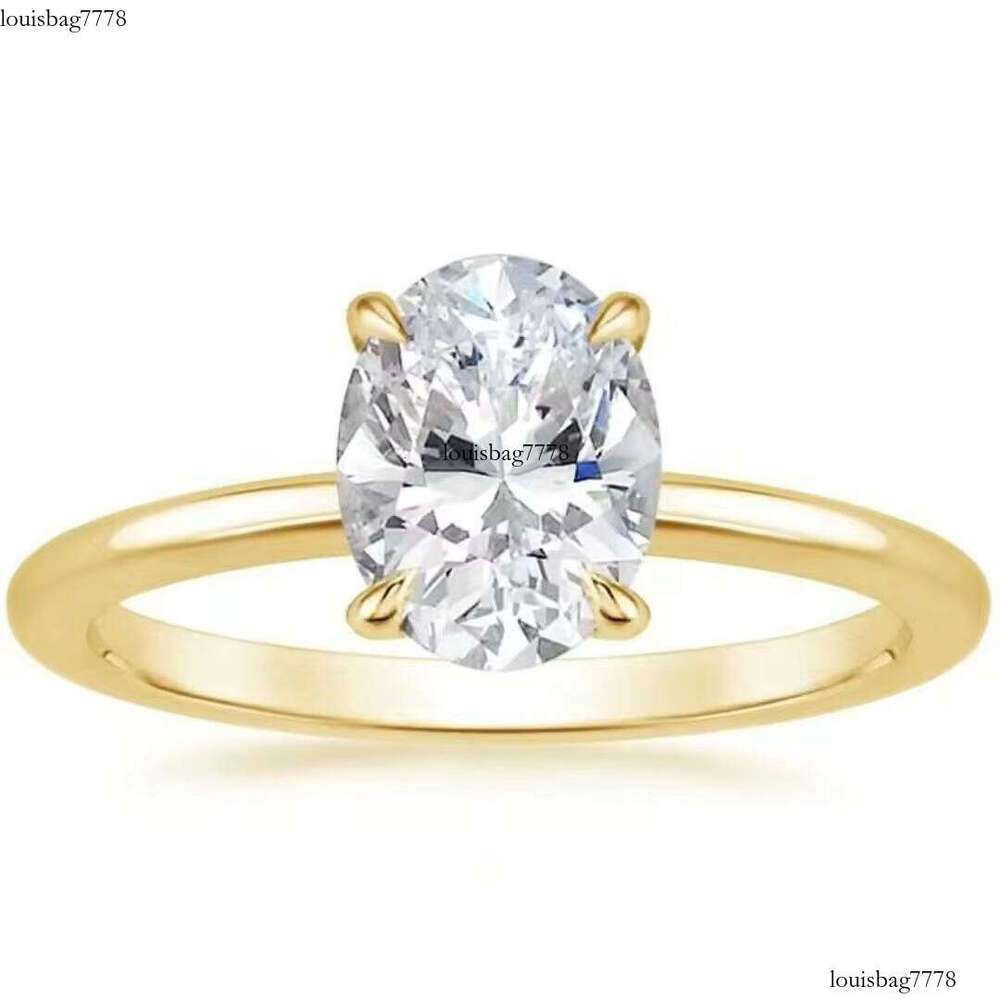 Women's Wedding Engagement Ring Fashion Versatile White Oval moissanite chainia Gold-Plated Silver sterling silver Jewelry