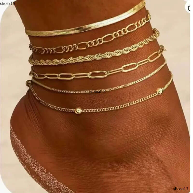 DHcollections A0144 Fashion Gold Plated Alloy Snake Foot 5-piece Set Women's Ankle Chain Jewelry