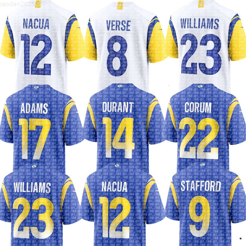 Kurt Warner Eric Dickerson Davante Adams Matthew Stafford Kyren Williams Tyler Higbee Johnson Demarcus Robinson Puka Nacua Davante Adams NFL ram Football Jersey