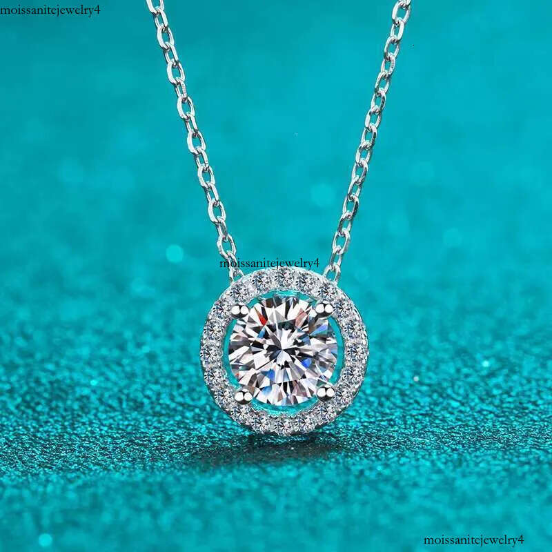 DHCollections Round Pendant Necklace for Women Sterling Sier Chain Sparkling Halo Style Jewelry 0.5ct 1ct 2ct Center Stone Options Gift Ready