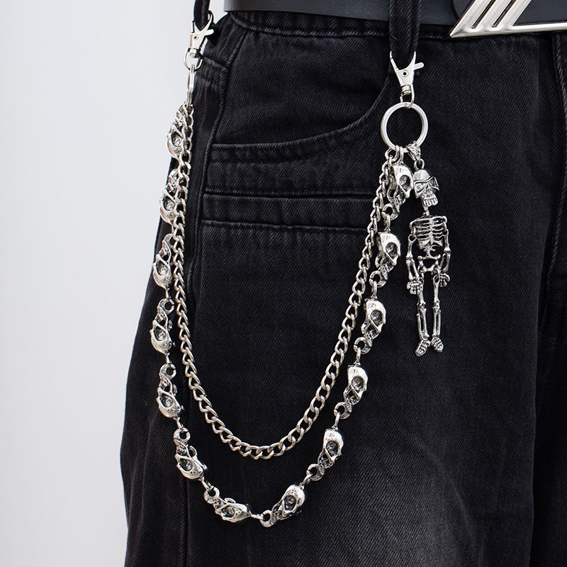 Hip Hop Personality Unisex Cool Waist Chain Dark Skull Jeans Chain Sweet Cool Hot Girl Hanging Chain Accessory