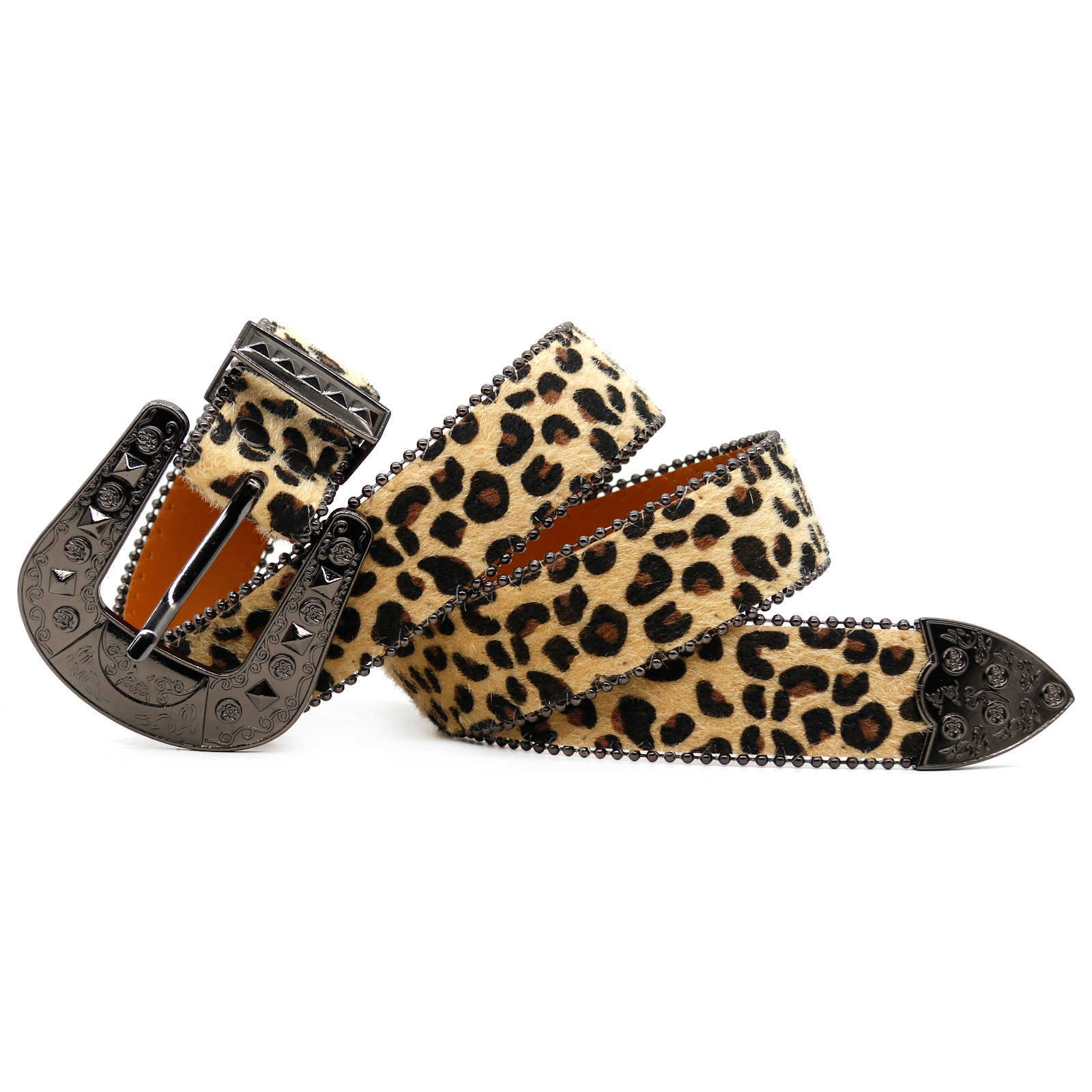Fashionable leopard print women's belt; decorated with ins style, high-end feeling belt; versatile and simple waist belt for L250930