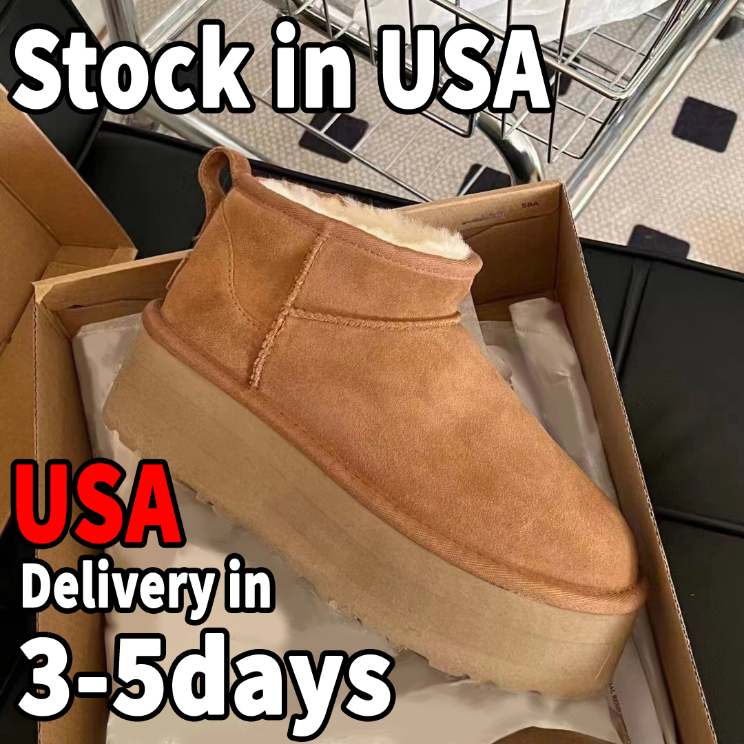 Boots Designer Womens Ultra Mini Tasman Slippers Slides Tazz Platform Shoes Snow Chestnut Wool Winter Fluffy Boot Fur Booties Ankle Genuine Leather With Box