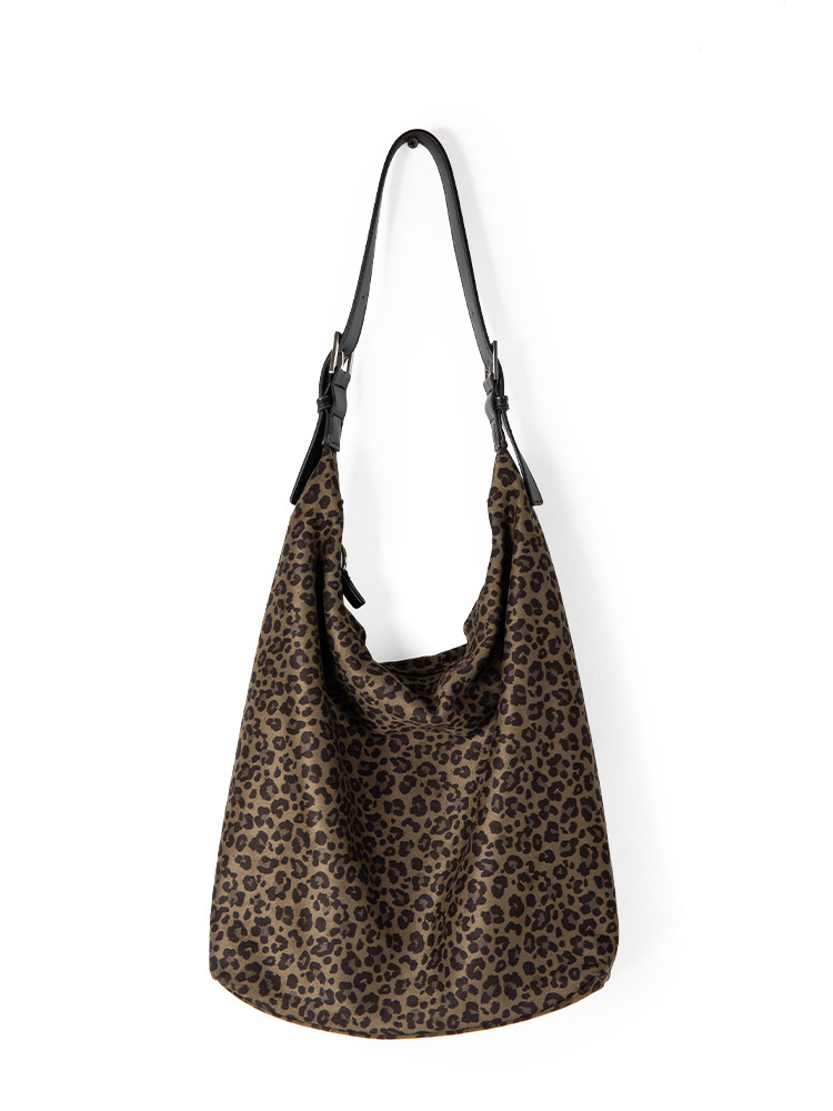 New Japanese And Korean INS Niche Lazy Style Lightweight Large-Capacity Leopard Print Single-Shoulder Casual Versatile Tote Bag