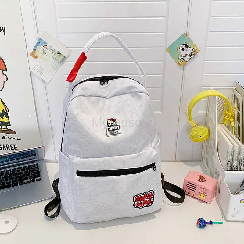 Sanrio Hellokitty Anime Cute Versatile Backpack Outdoor Leisure College Student Backpack Large Capacity Simple Fashion Schoolbag L250930