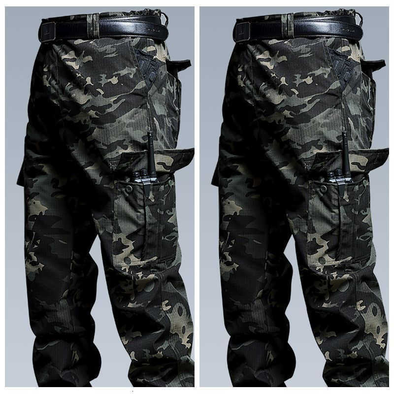 Spring and Autumn men's workwear straight-leg pants with multiple pockets, elastic mesh camouflage, wear-resistant and dirt-resistant, W241009
