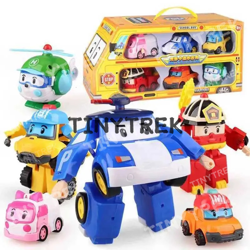 New Cartoon Robocar Poli Action Figures Transformation Anime Hand Deformation Car Model Airplane Gift Toys Robots For Children Y240809