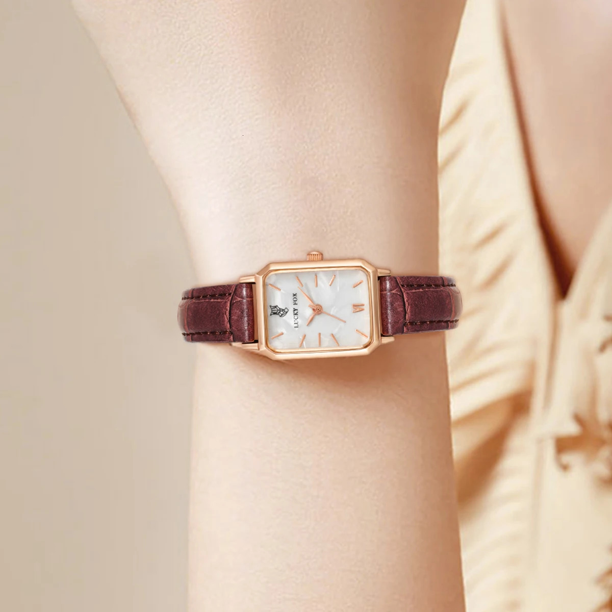 LUCKY FOX Women Watches Fashion Green Square Leather Quartz Watch Ladies Wristwatch Girlfriend Gift 250928