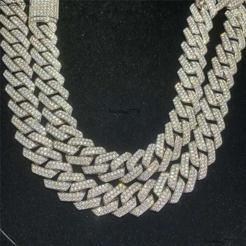 Custom Stock Iced Out Vvs Moissanite Bracelet Sier Bg Cz Dia Cuban k Chain Hip Hop Men Jewelry Necklace