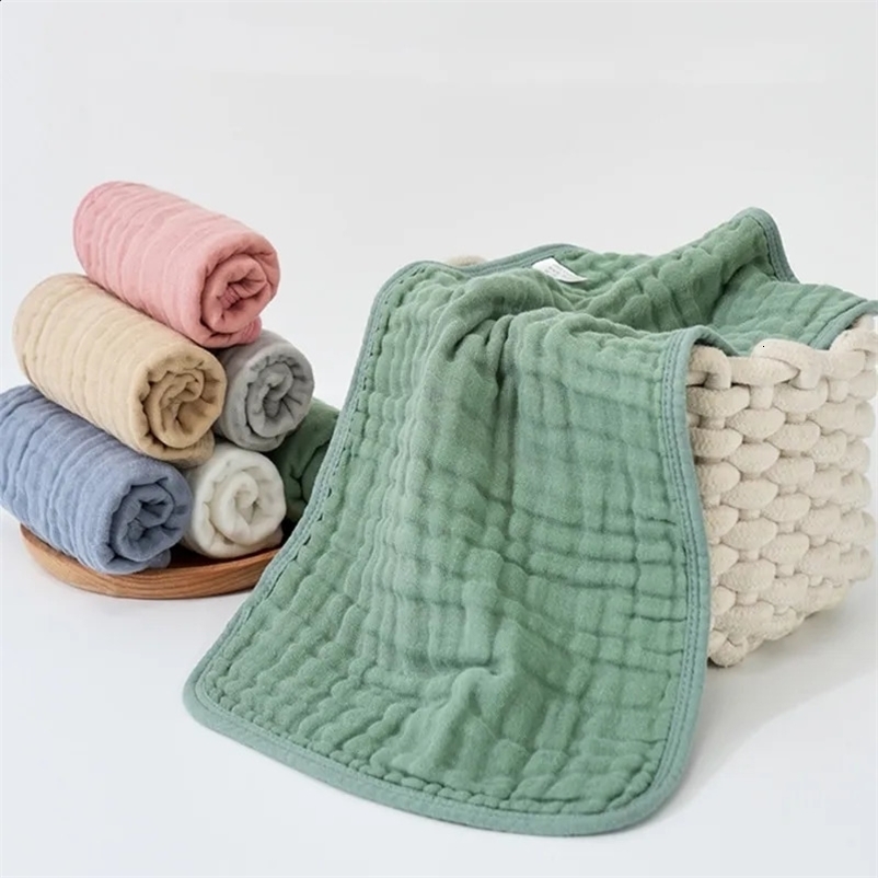 6pcs/lot Muslin 6 layers Cotton Soft Baby Towels Baby Face Towel Handkerchief Bathing Feeding Face Washcloth Wipe Burp Cloth 250114bj