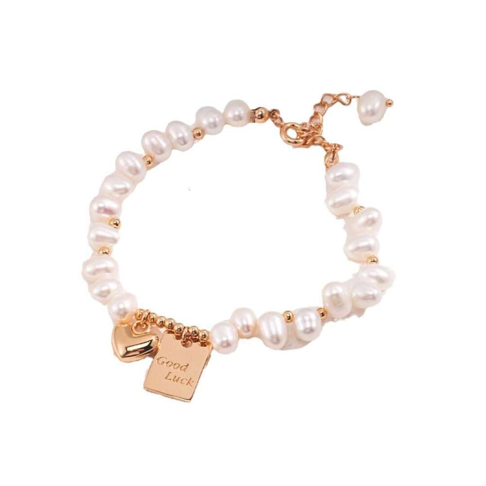 Fashion Artificial Pearl Lucky Square Heart Bracelet Fresh Elegant High-end Design Jewelry for Women