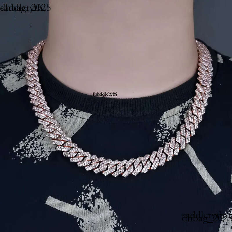 Factory wholesale new arrivals 18mm VVS Necklace Hot Sale Bling Moissanite Sterling Sier Cuban Link Chain Hip Hop Jewelry